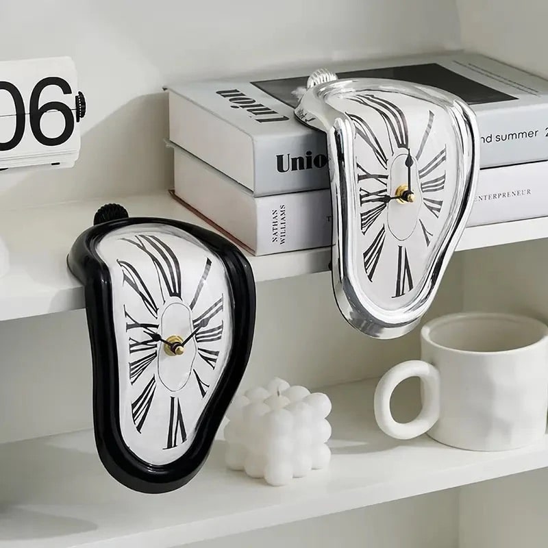 Surreal melting wall clock inspired by Salvador Dali for home decor