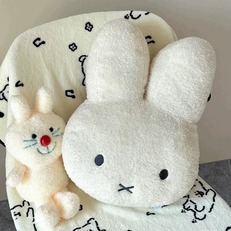 Huggable plush bunny pillow for sofa, car, and bedroom decor
