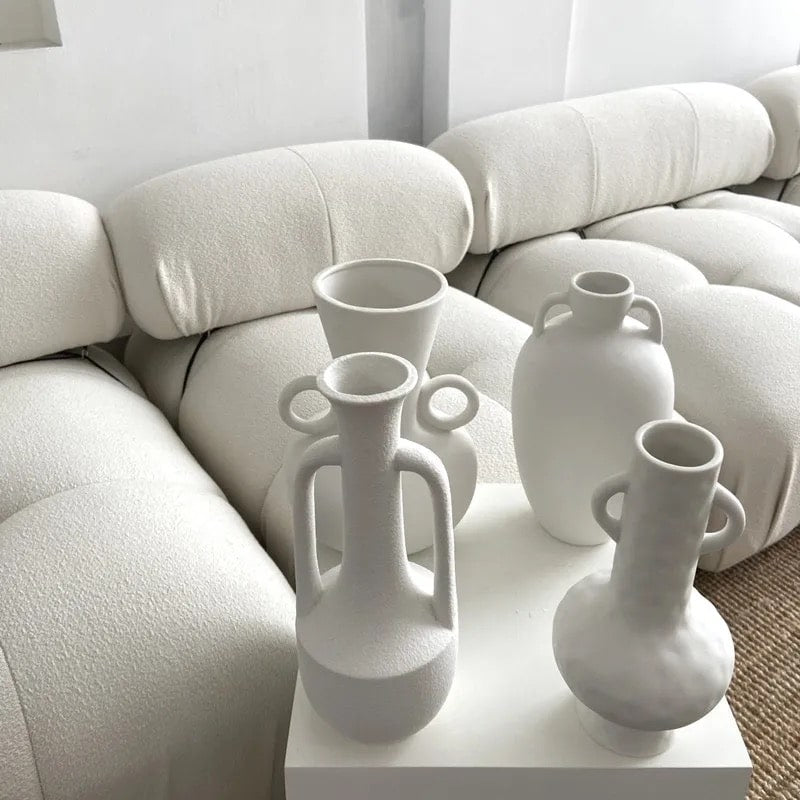 Milky white ceramic vase with a modern Nordic design