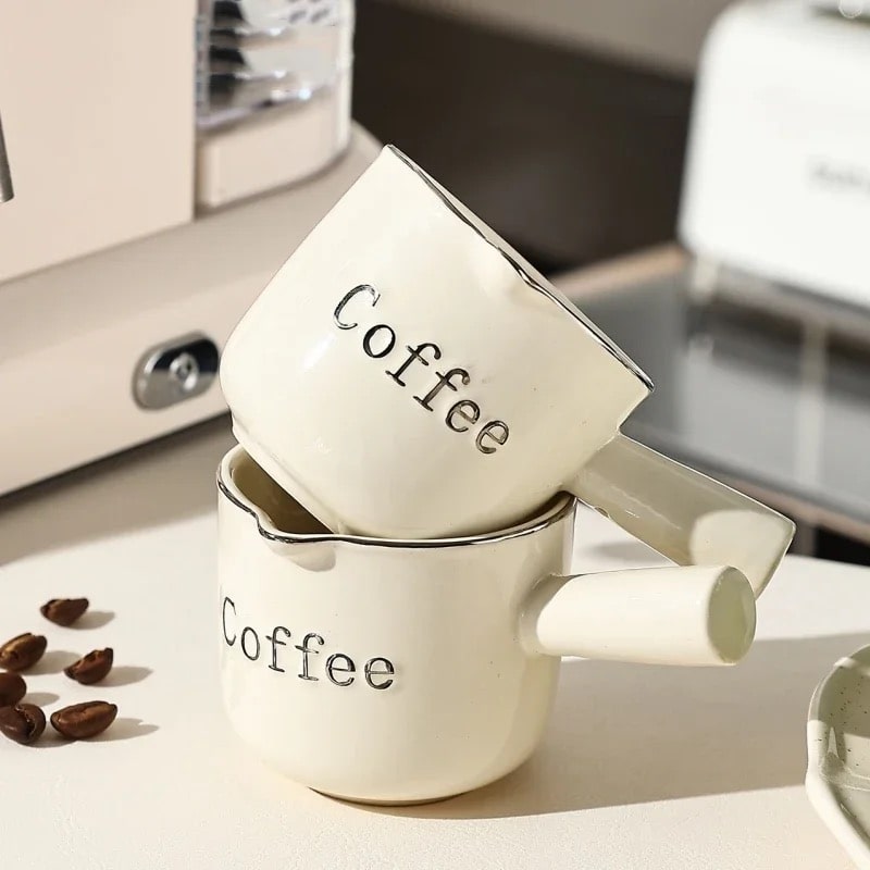 Minimalist ceramic espresso measuring cup for kitchen