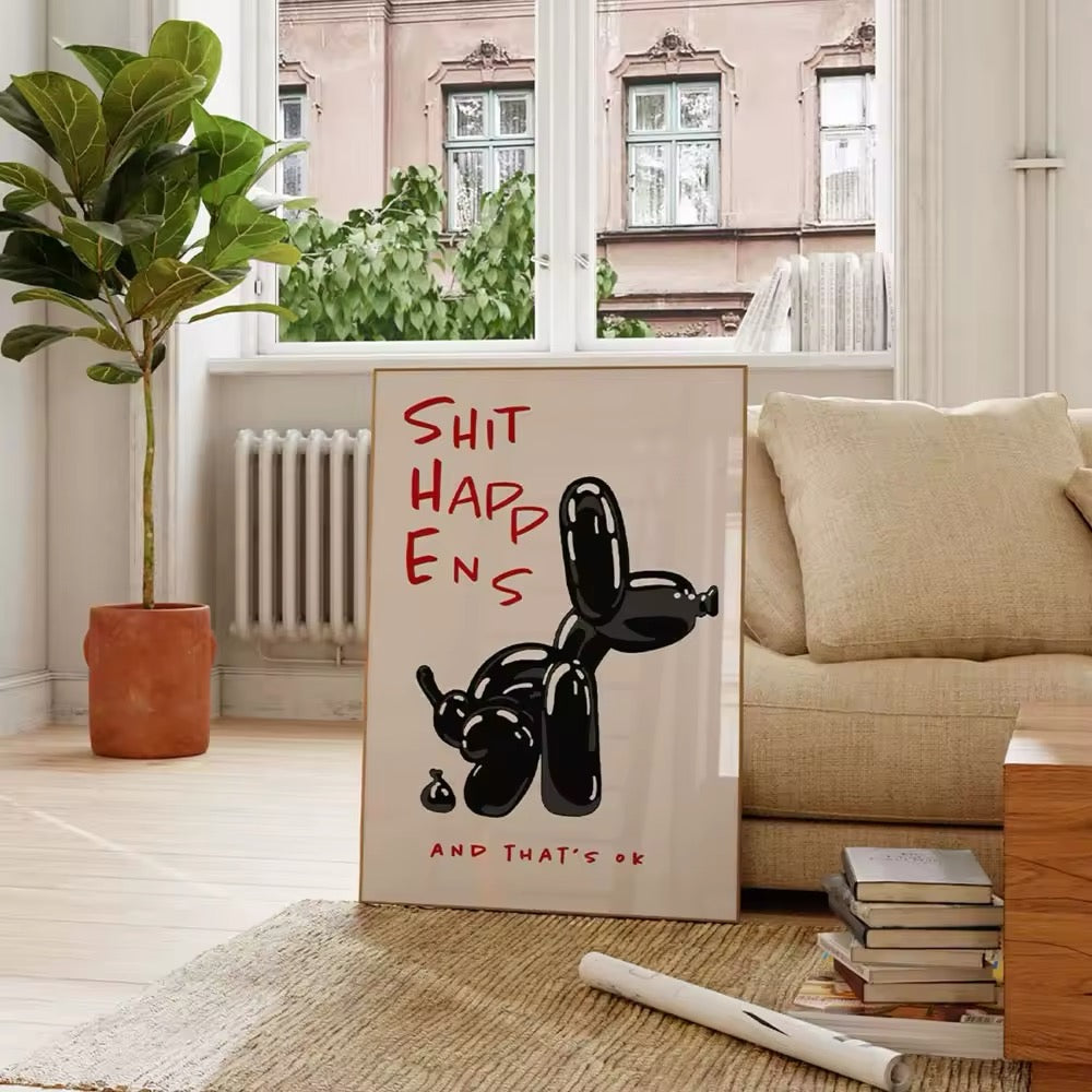 Aesthetic black balloon dog art print for stylish spaces
