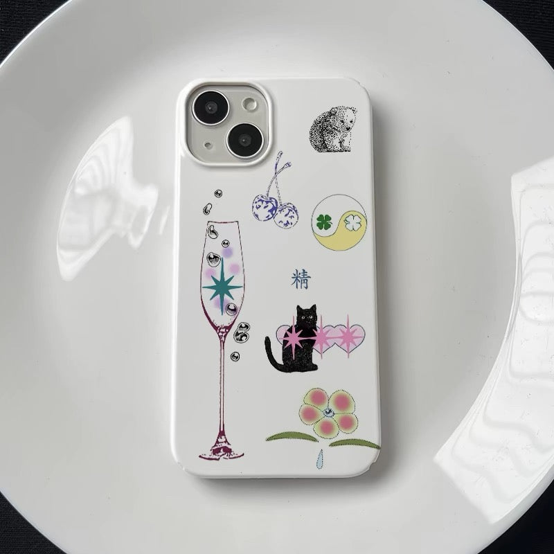 Cute Cartoon Cat iPhone Case in Retro Design