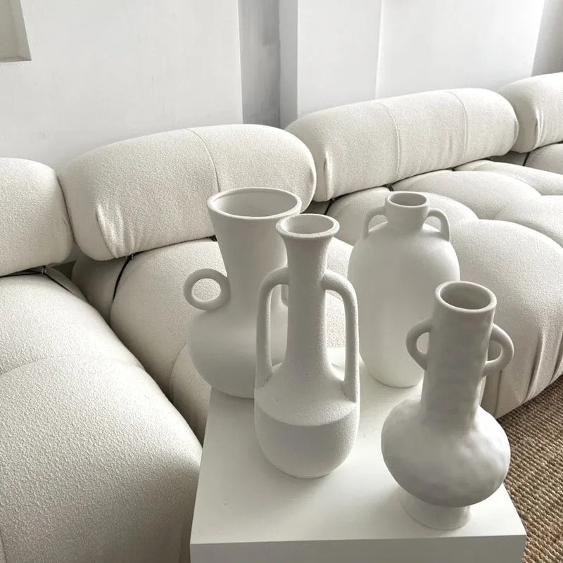 Milky white ceramic vase with a modern Nordic design