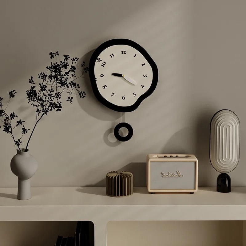 Scandinavian Silent Clock with Large Pendulum for Modern Home Decoration