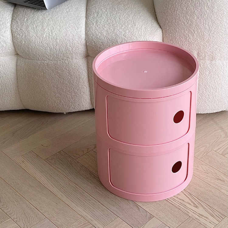 Nordic pink side table with drawers for storage