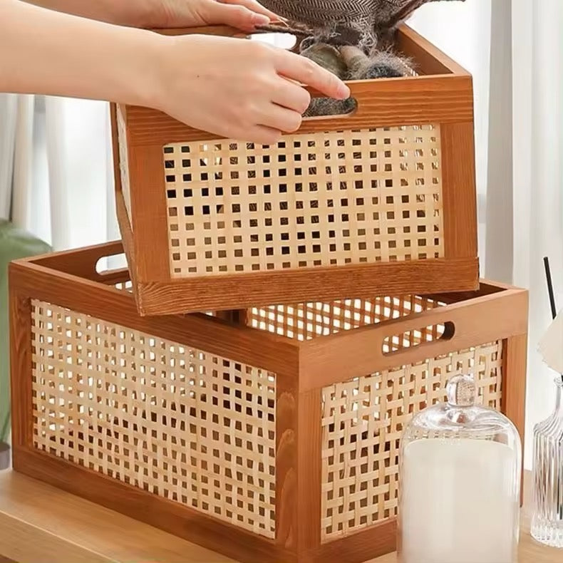 Minimalist Wicker Storage Box – Perfect for Dorm Room Organization