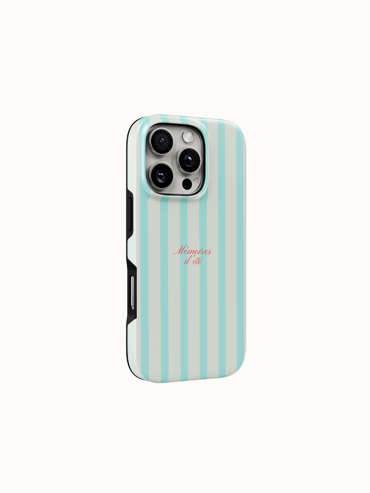 Mint striped phone case back view with camera cutout, fits iPhone 11 to 17, preppy aesthetic mint iPhone case, The Feelz