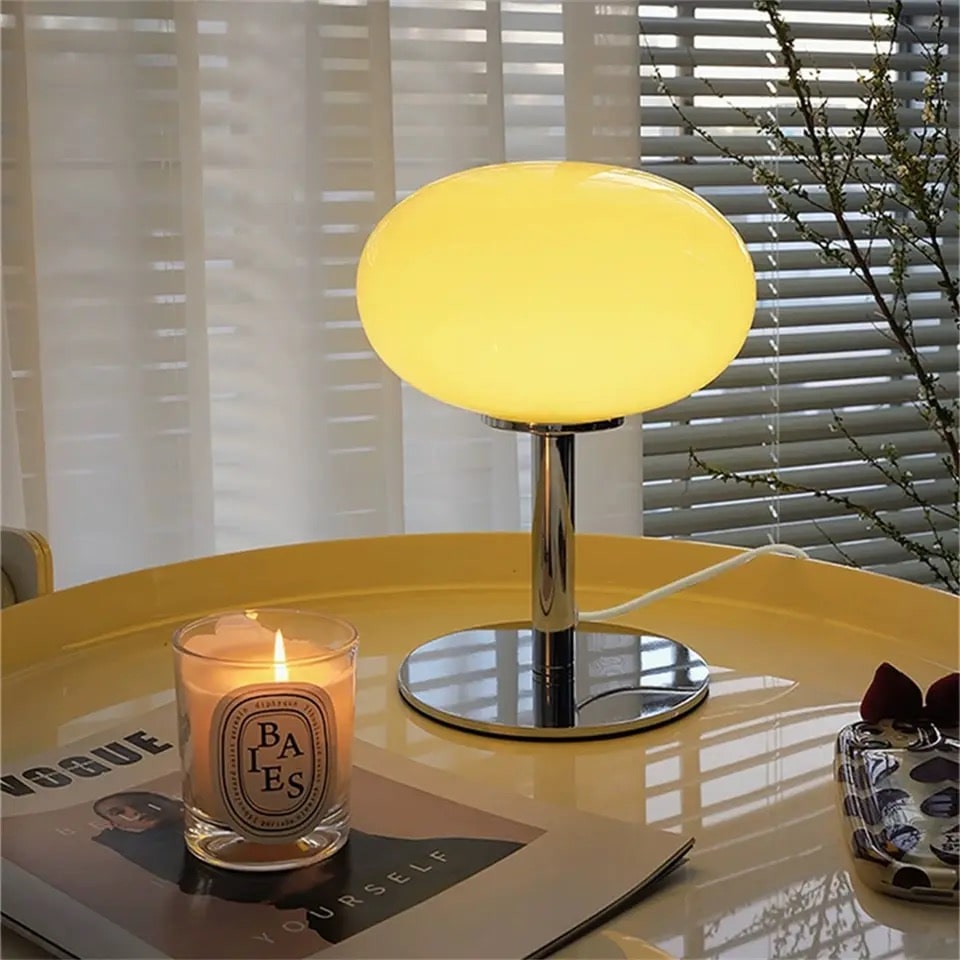 Lollipop Table Lamp with modern glass mushroom design