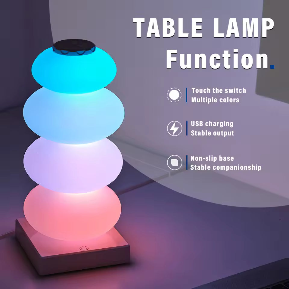 Minimalist RGB table lamp adding a modern glow to soft girl aesthetic rooms.