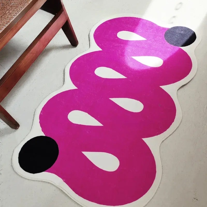 Pink Abstract Rug | Soft Velvet Non-Slip Area Carpet for Home