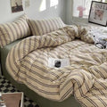 Elegant Modern Striped Comforter and Sheets for Queen Bed