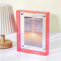 Sleek and modern transparent acrylic frame for table decor