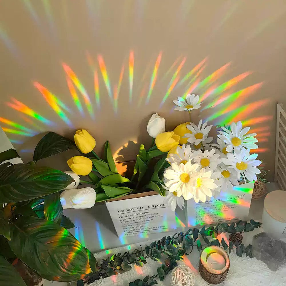 Moon & sun rainbow prism sticker for glass surfaces
