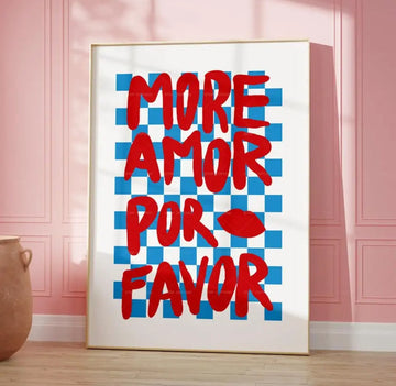 More Amor Por Favor pink wall poster with love quote