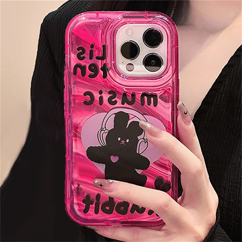 Pink Wavy Bunny Y2K Phone Cover for iPhone Models