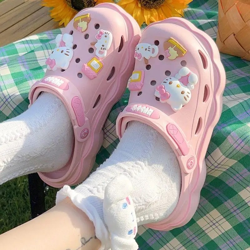 My Melody kawaii sandals on white – adorable cartoon shoes