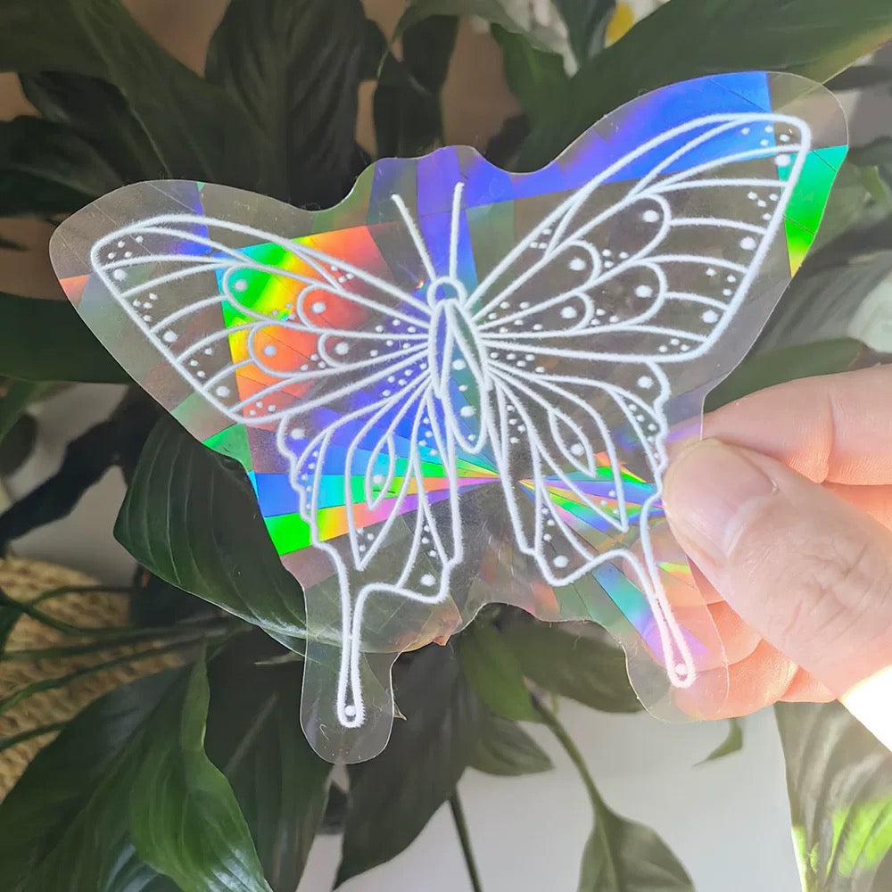 Holographic butterfly sun catcher sticker for energy healing
