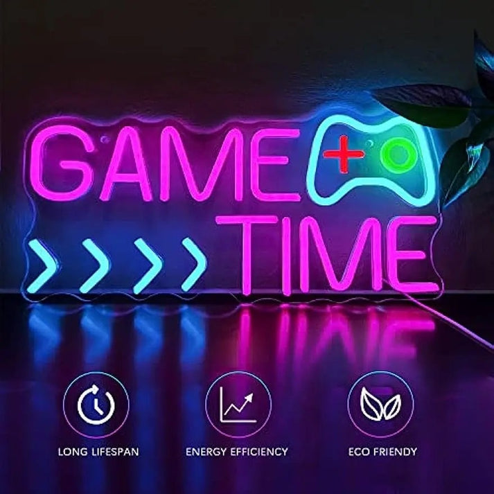 GAME TIME LED Neon Sign - Neon Game Room Wall Decor
