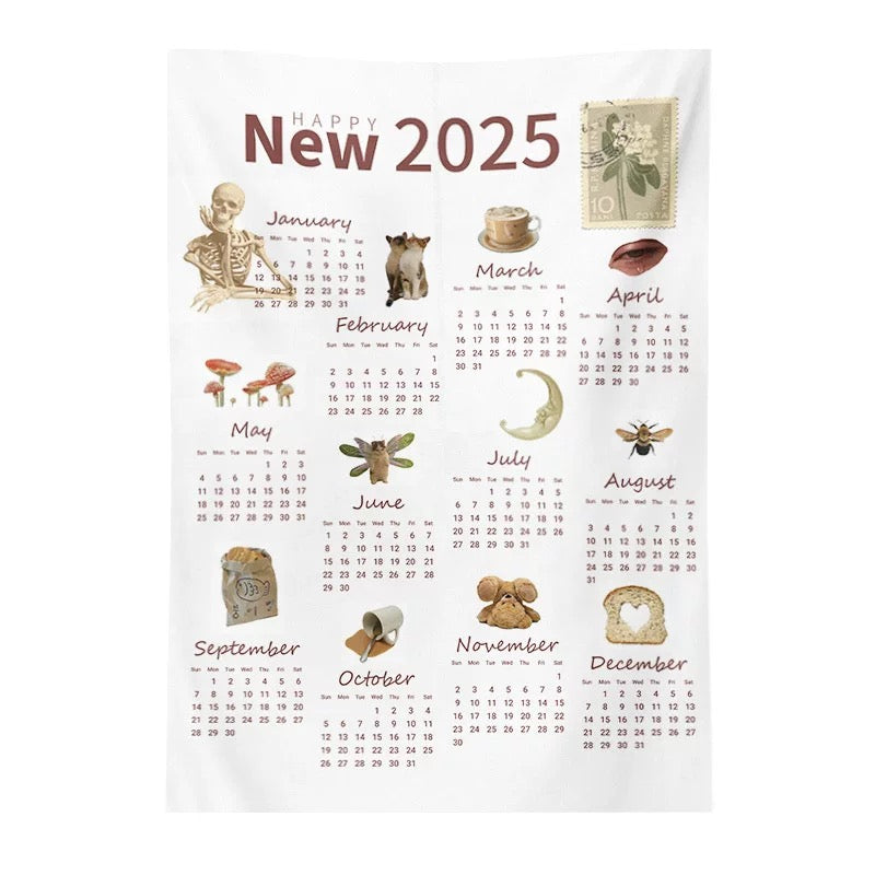 Festive 2025 calendar tapestry for holiday celebrations