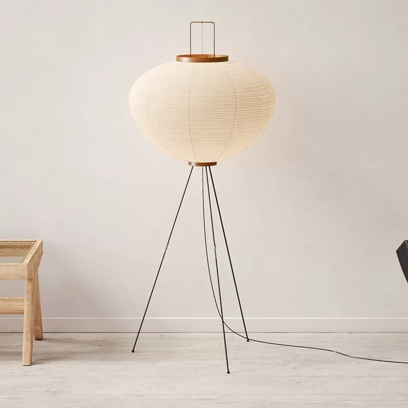 Minimalist Japanese floor lamp with rice paper shade