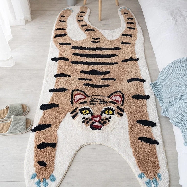 Non-slip tiger rug for kids’ room and bathroom