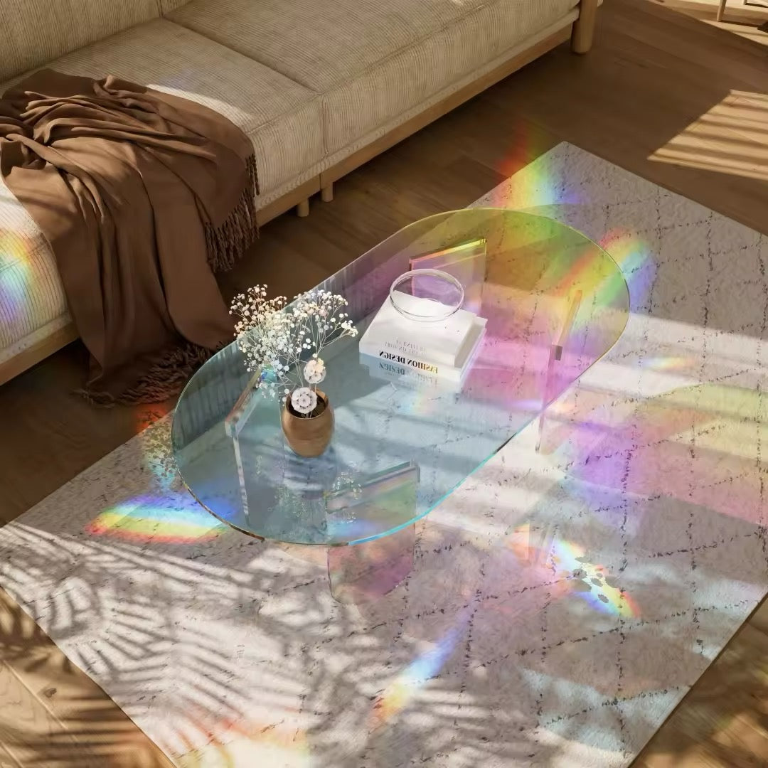 Colorful Iridescent Resin Coffee Table for Modern Home Decor