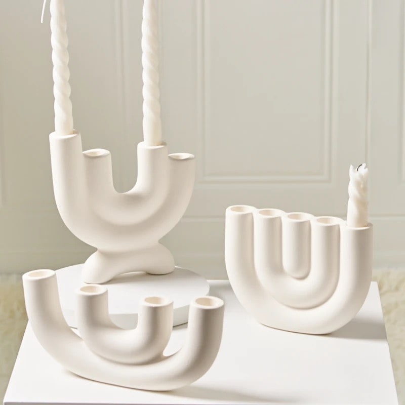 Nordic ceramic candlestick holder for home decor