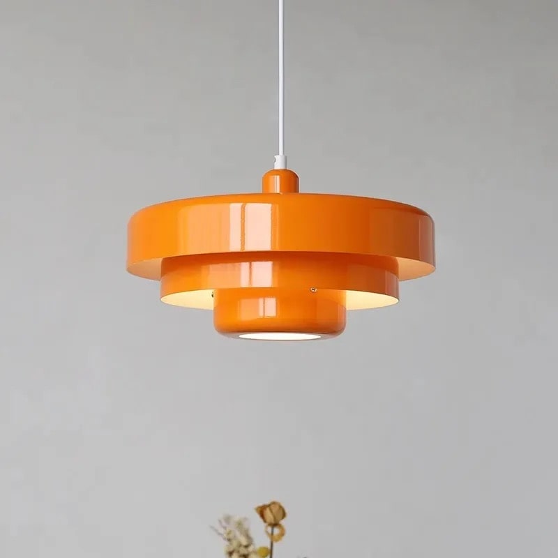LED pendant light with colorful metal and glass design