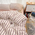 Nordic Stripe Bedding Set with Red and Blue Stripes in Queen Size