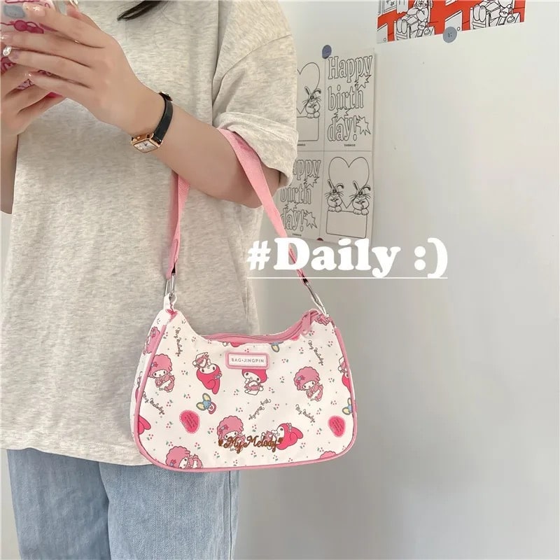 Animal print Hello Kitty shoulder bag on white – perfect kawaii gift