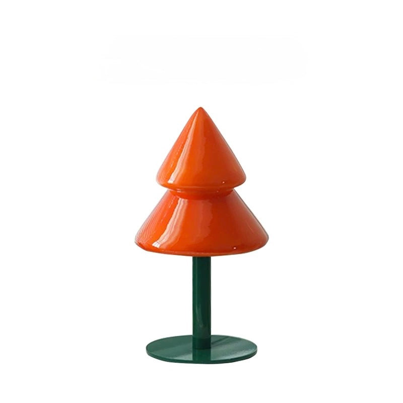 Orange Christmas tree lamp with green base