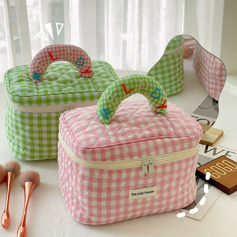 checkered travel makeup bag Chic Plaid Cosmetic Bag