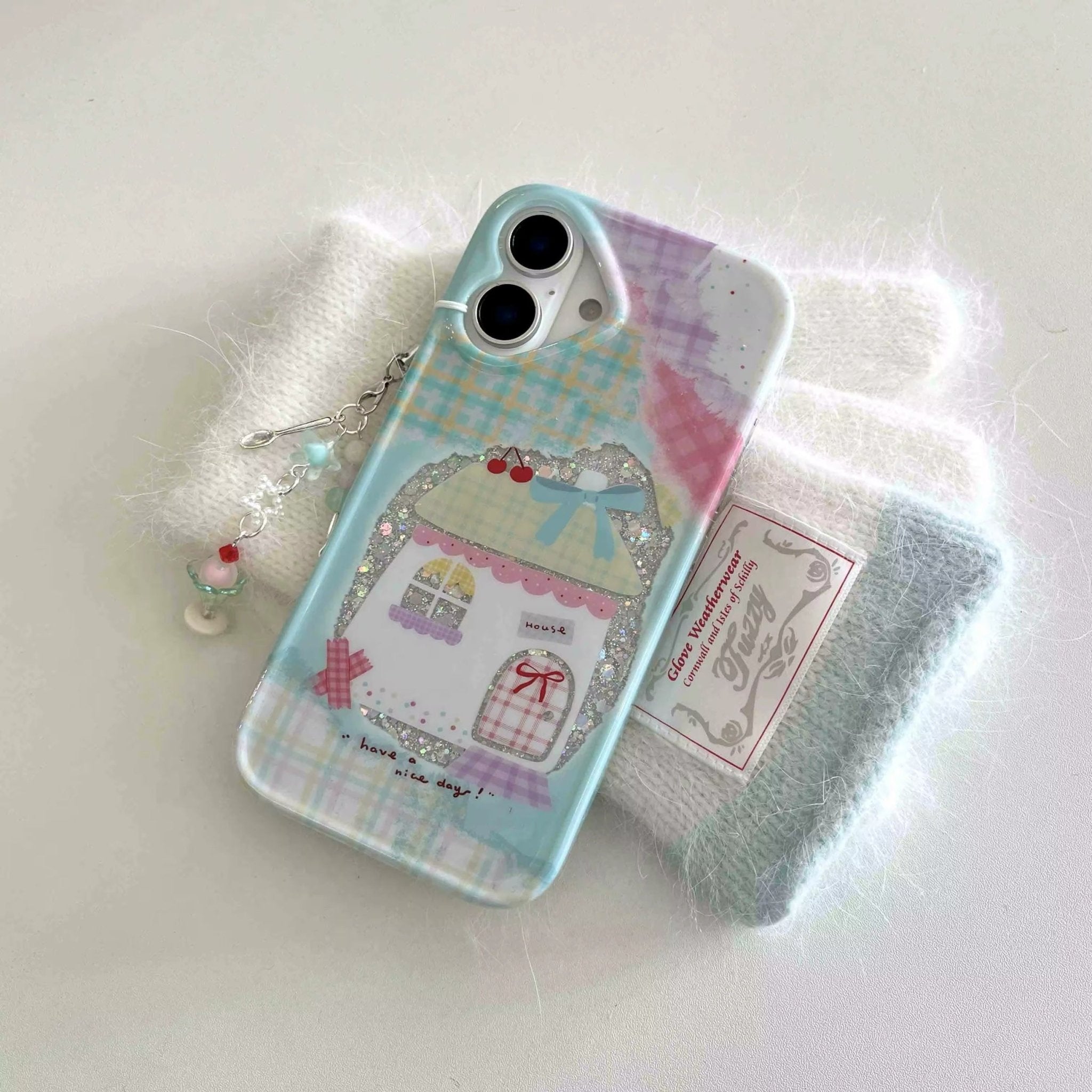 Side profile highlighting the slim TPU construction and attached phone rope