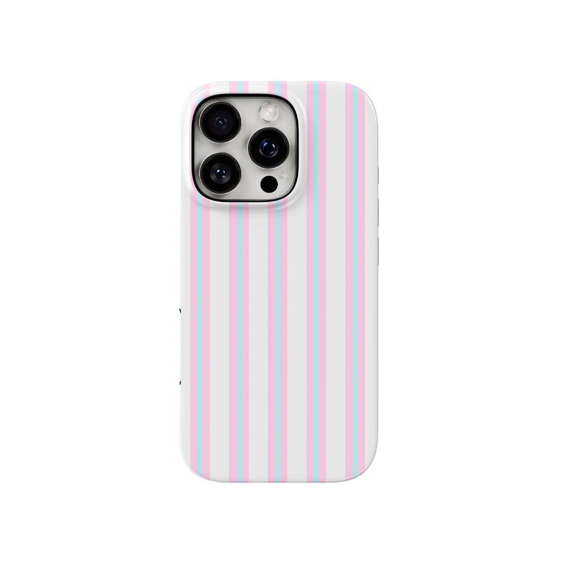 Phone case with white polka dots on a light gray background