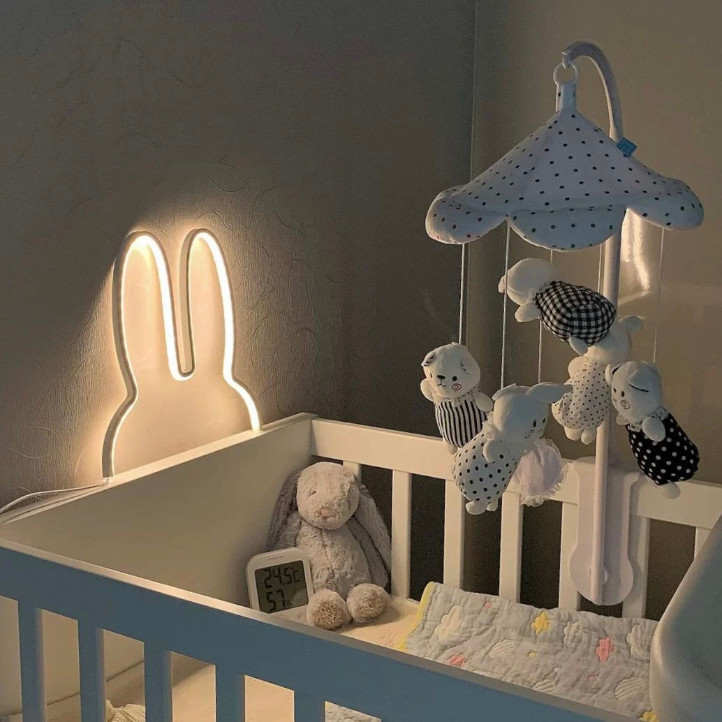 Pastel Rabbit LED Night Light – Cute USB Powered Desk Lamp for Kids' Bedrooms and Home Decor