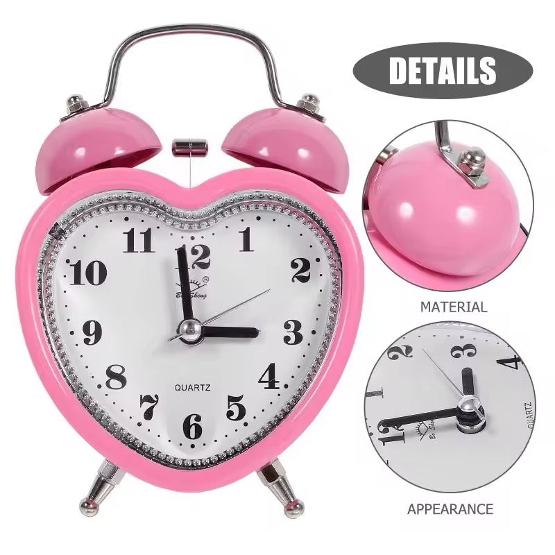 Heart pink alarm clock for aesthetic bedroom decor