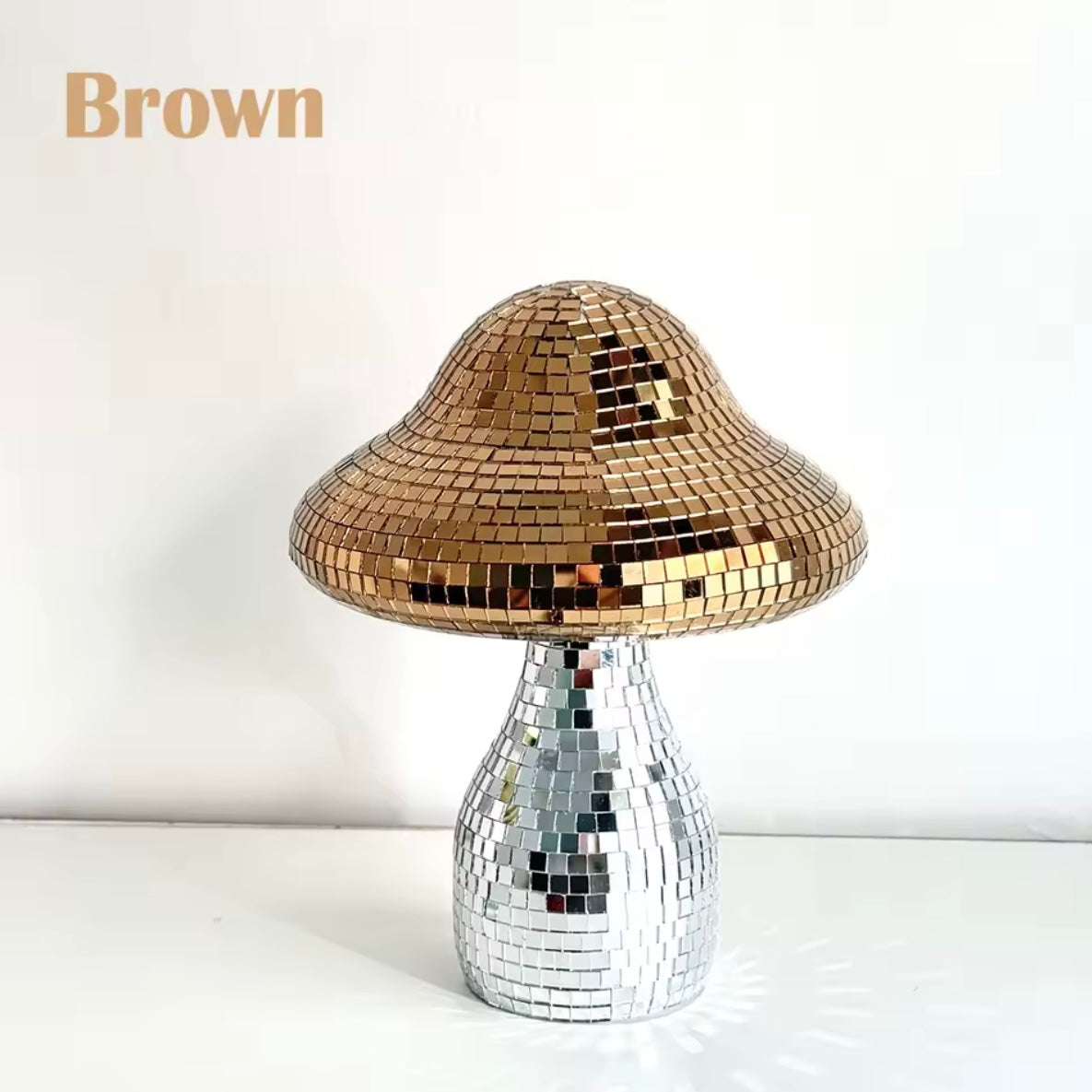 Reflective mushroom paired with coquette-themed trinkets