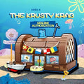 Krusty Krab building blocks model with Squidward and Patrick Star figurines