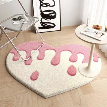 Peach cute heart carpet for bedroom decor