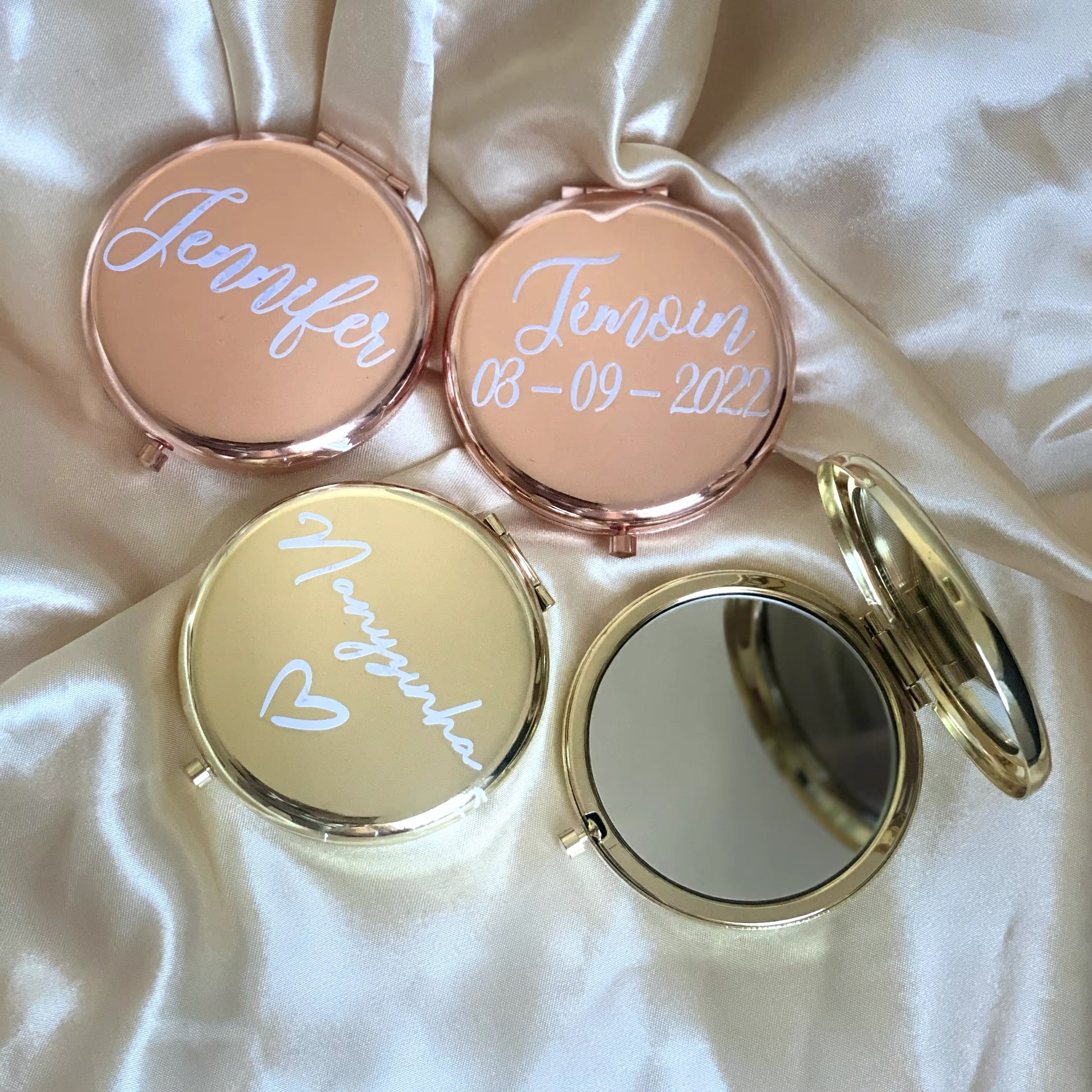 rose gold pocket mirror for bridesmaid