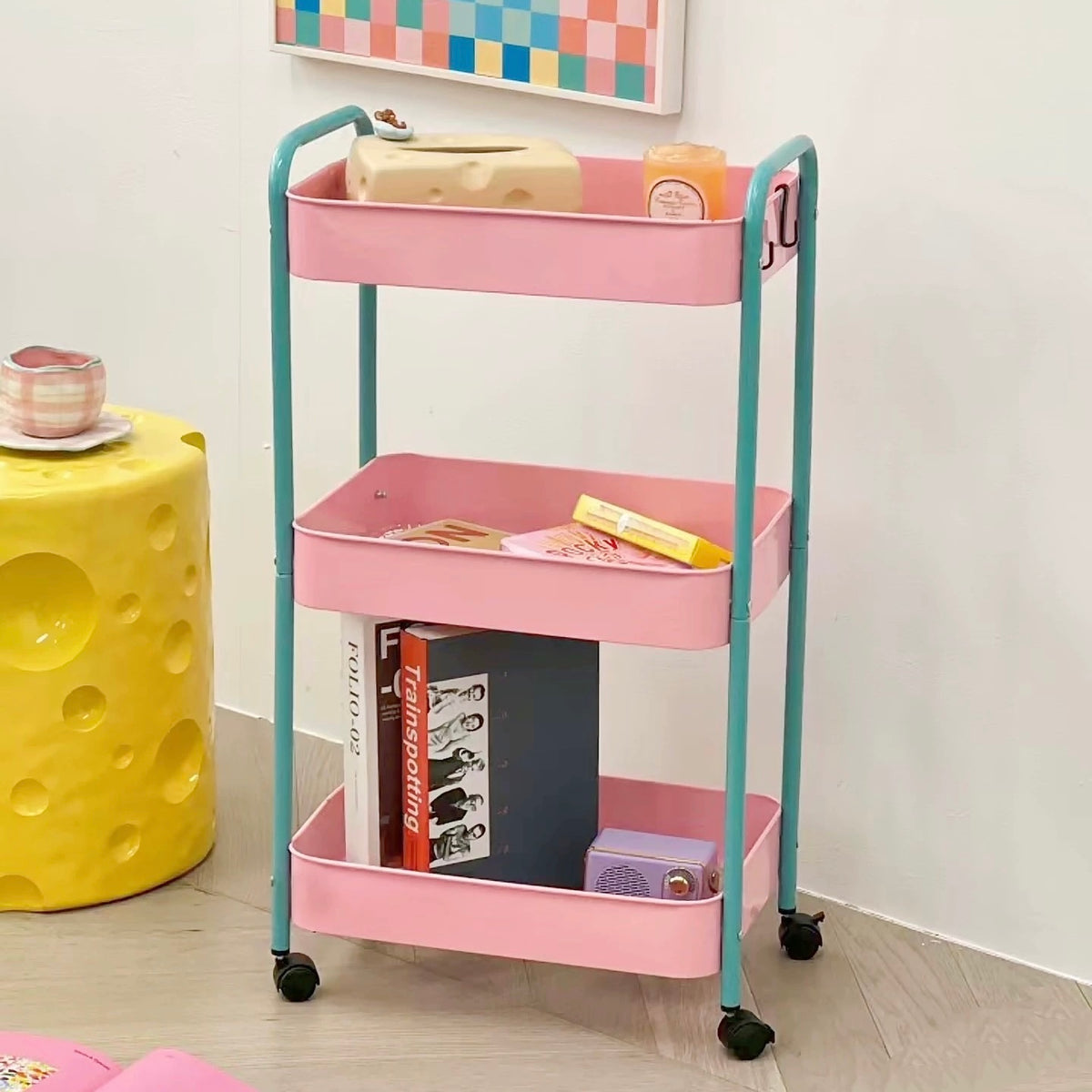 Pink Shelf Rack Pink 3-Layer Storage Shelf | Trolley for Home Organization – The Feelz