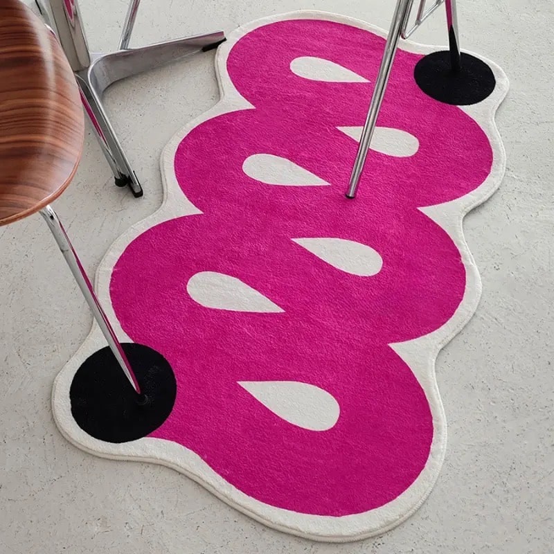 Pink Abstract Rug | Soft Velvet Non-Slip Area Carpet for Home