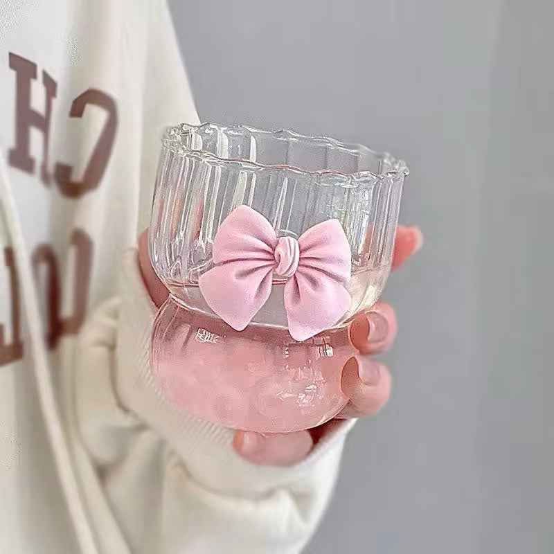 Kawaii-style clear glass cup for juice, tea, and milk