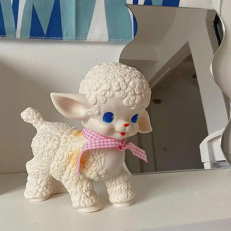 Vintage Sheep Doll – Cute Desk Ornament for Retro Home Decor – The