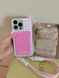 Protective pink checkered phone case for iPhones