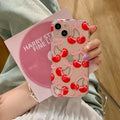 Y2K cherry and bow iPhone case in coquette pink for stylish phone protection