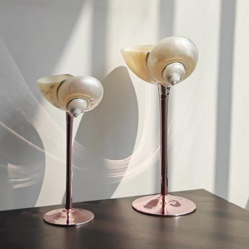 Pink Girls Bachelor Party - Unique Shell Wine Glasses