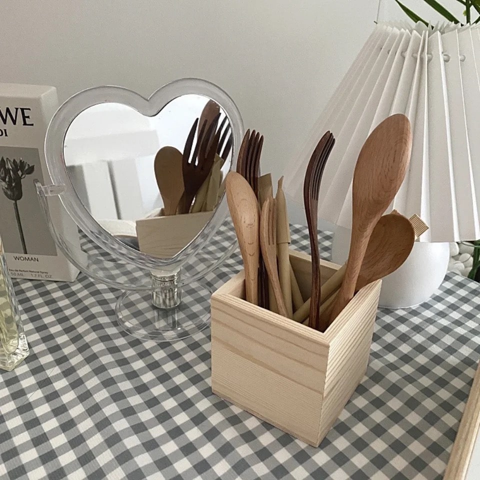 Cute pink heart mirror for aesthetic bedroom style