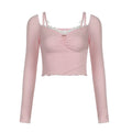 Long sleeve pink top for coquette core outfits