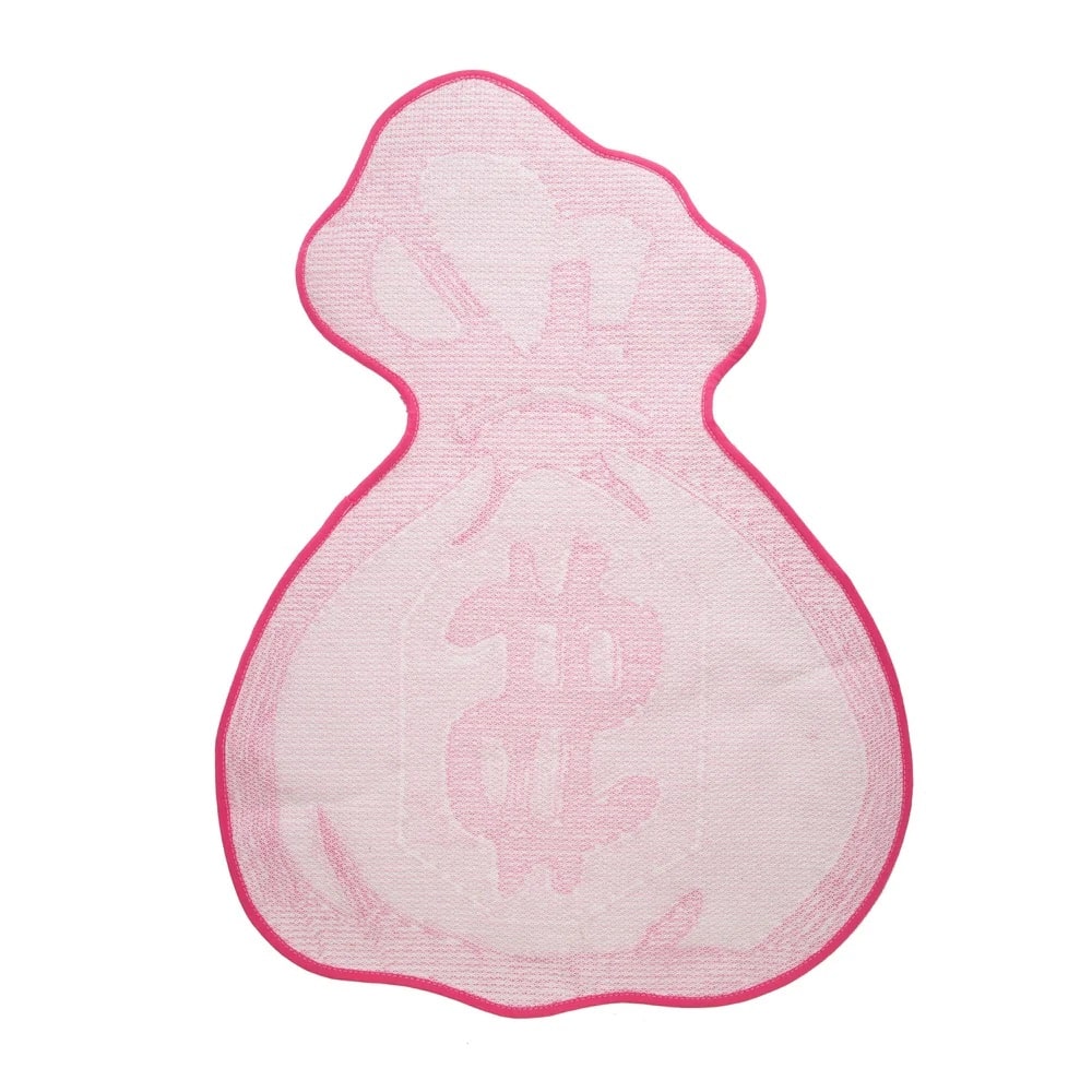 Pink money bag tufted rug, a stylish addition to your vibrant game room or bedroom.